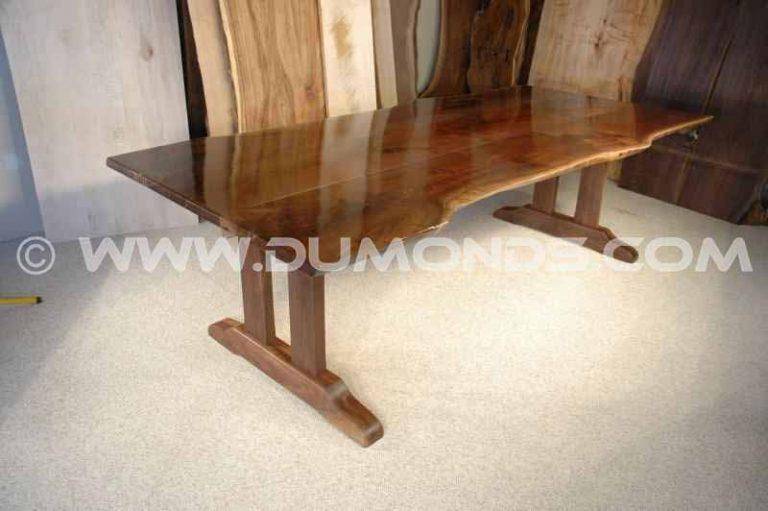 The Burns Rustic Walnut Slab Trestle Dining Table
